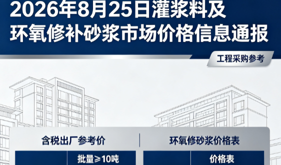 和平镇2026年8月25日灌浆料及环氧修补砂浆市场价格信息通报